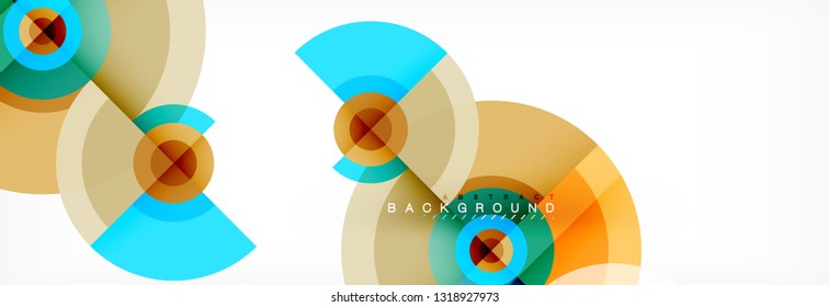 Minimal geometric circles and triangles abstract background, techno modern design, poster template, vector design