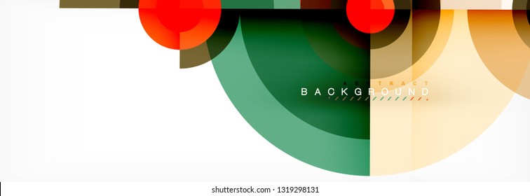 Mínimos círculos geométricos y triángulos de fondo abstracto, diseño tecno moderno, plantilla de afiche, diseño vectorial