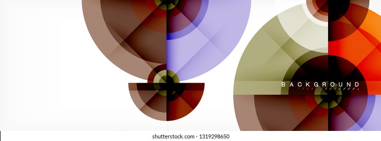 Minimal geometric circles and triangles abstract background, techno modern design, poster template, vector design