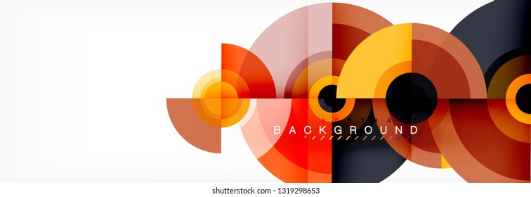 Minimal geometric circles and triangles abstract background, techno modern design, poster template, vector design