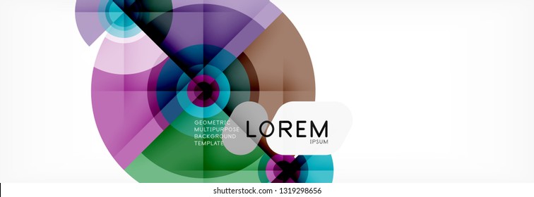 Minimal geometric circles and triangles abstract background, techno modern design, poster template, vector design