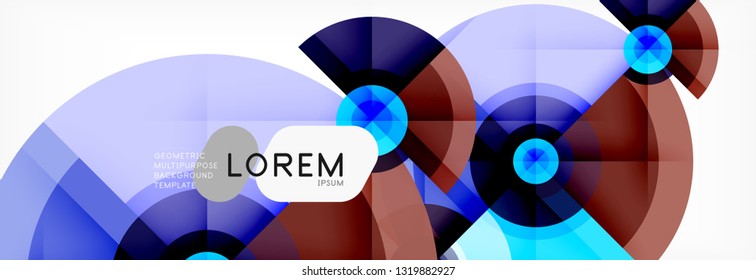 Minimal geometric circles and triangles abstract background, techno modern design, poster template, vector design