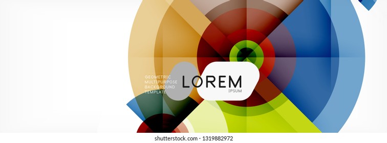 Minimal geometric circles and triangles abstract background, techno modern design, poster template, vector design