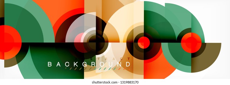 Minimal geometric circles and triangles abstract background, techno modern design, poster template, vector design