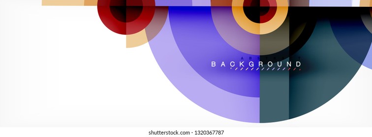 Minimal geometric circles and triangles abstract background, techno modern design, poster template, vector design
