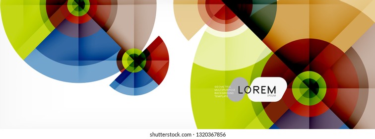 Minimal geometric circles and triangles abstract background, techno modern design, poster template, vector design