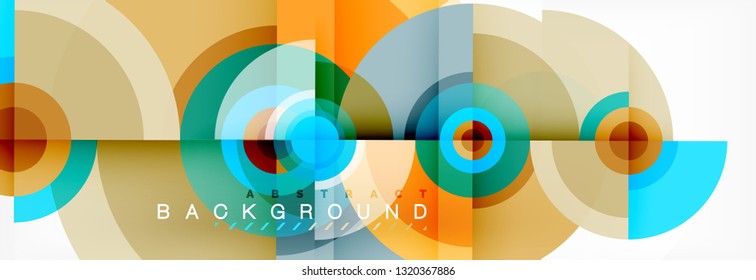 Minimal geometric circles and triangles abstract background, techno modern design, poster template, vector design