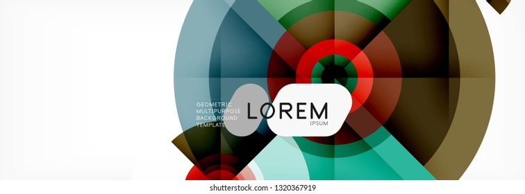 Minimal geometric circles and triangles abstract background, techno modern design, poster template, vector design