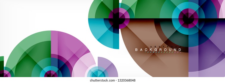 Minimal geometric circles and triangles abstract background, techno modern design, poster template, vector design