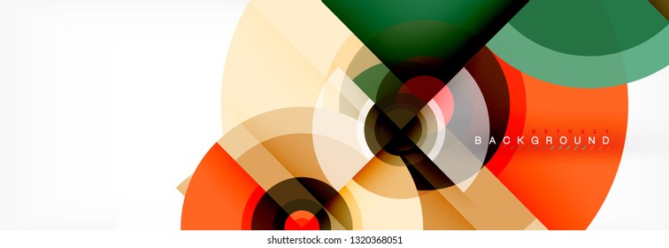Minimal geometric circles and triangles abstract background, techno modern design, poster template, vector design
