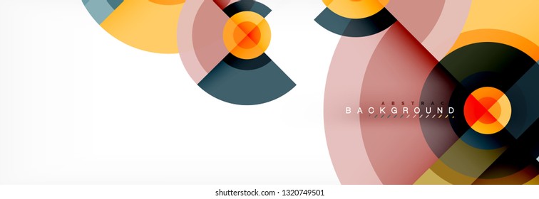 Minimal geometric circles and triangles abstract background, techno modern design, poster template, vector design