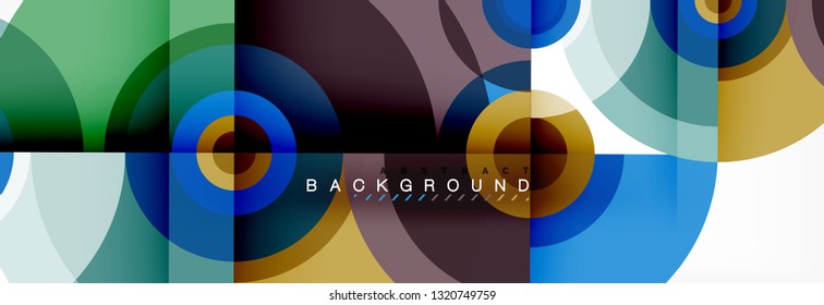 Minimal geometric circles and triangles abstract background, techno modern design, poster template, vector design