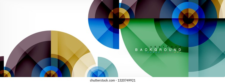 Minimal geometric circles and triangles abstract background, techno modern design, poster template, vector design