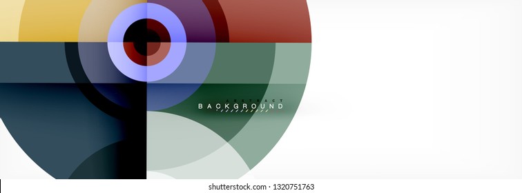 Mínimos círculos geométricos y triángulos de fondo abstracto, diseño tecno moderno, plantilla de afiche, diseño vectorial