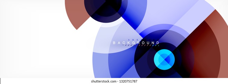 Minimal geometric circles and triangles abstract background, techno modern design, poster template, vector design