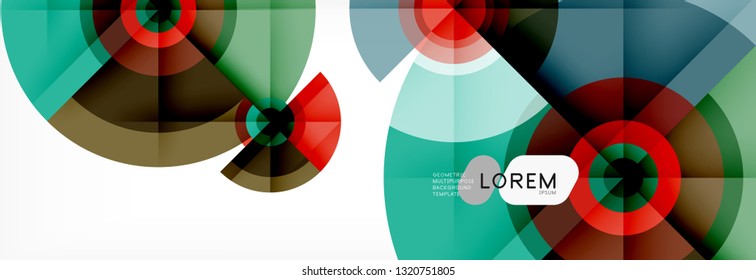 Minimal geometric circles and triangles abstract background, techno modern design, poster template, vector design