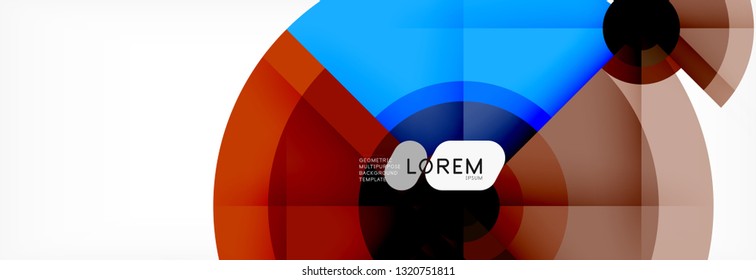 Minimal geometric circles and triangles abstract background, techno modern design, poster template, vector design