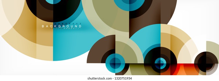 Minimal geometric circles and triangles abstract background, techno modern design, poster template, vector design