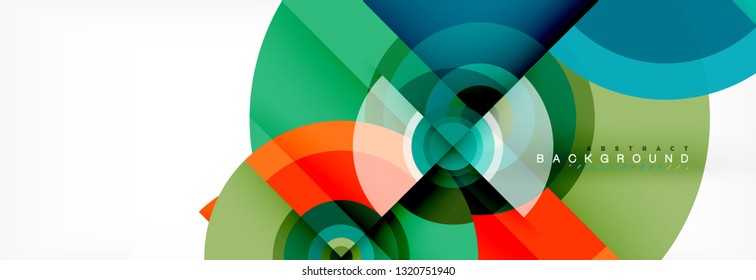 Minimal geometric circles and triangles abstract background, techno modern design, poster template, vector design