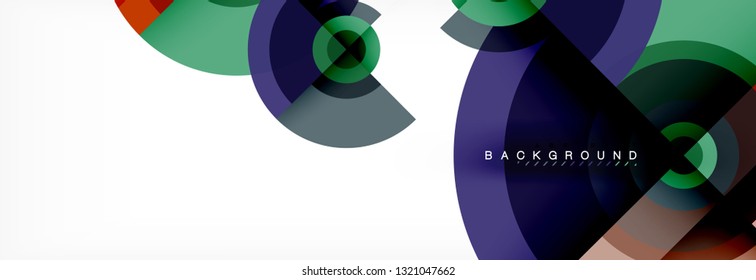 Minimal geometric circles and triangles abstract background, techno modern design, poster template, vector design