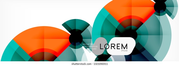 Mínimos círculos geométricos y triángulos de fondo abstracto, diseño tecno moderno, plantilla de afiche, diseño vectorial