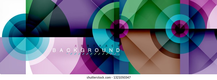 Minimal geometric circles and triangles abstract background, techno modern design, poster template, vector design