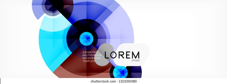 Minimal geometric circles and triangles abstract background, techno modern design, poster template, vector design