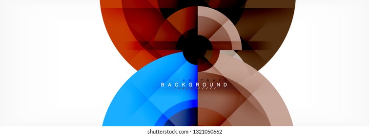 Minimal geometric circles and triangles abstract background, techno modern design, poster template, vector design