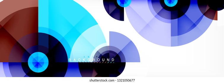 Minimal geometric circles and triangles abstract background, techno modern design, poster template, vector design