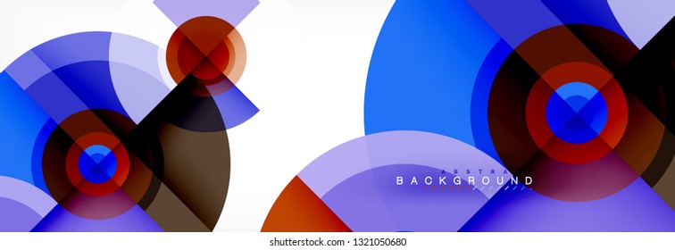 Mínimos círculos geométricos y triángulos de fondo abstracto, diseño tecno moderno, plantilla de afiche, diseño vectorial