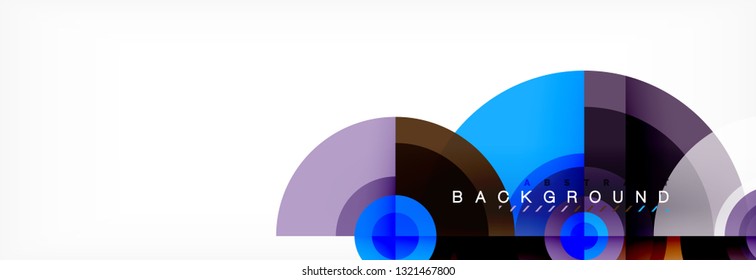 Mínimos círculos geométricos y triángulos de fondo abstracto, diseño tecno moderno, plantilla de afiche, diseño vectorial