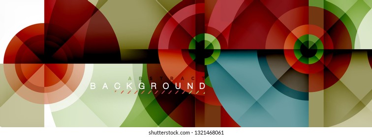 Minimal geometric circles and triangles abstract background, techno modern design, poster template, vector design