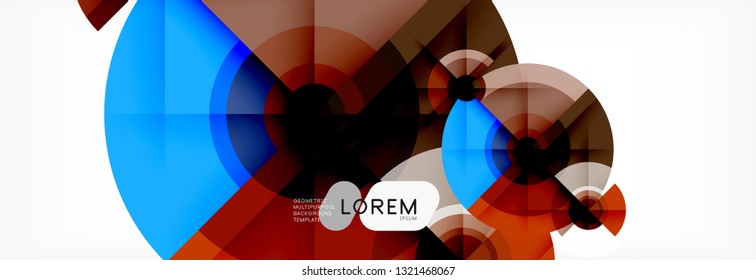 Minimal geometric circles and triangles abstract background, techno modern design, poster template, vector design