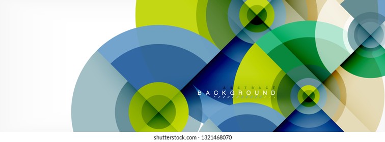 Minimal geometric circles and triangles abstract background, techno modern design, poster template, vector design