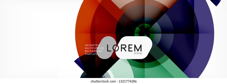 Minimal geometric circles and triangles abstract background, techno modern design, poster template, vector design