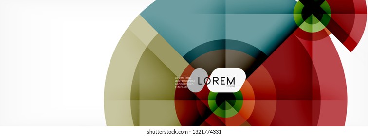 Minimal geometric circles and triangles abstract background, techno modern design, poster template, vector design