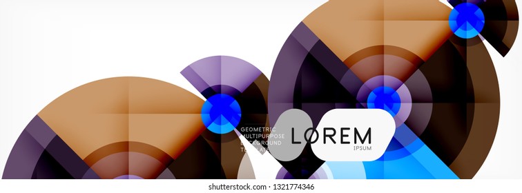 Minimal geometric circles and triangles abstract background, techno modern design, poster template, vector design