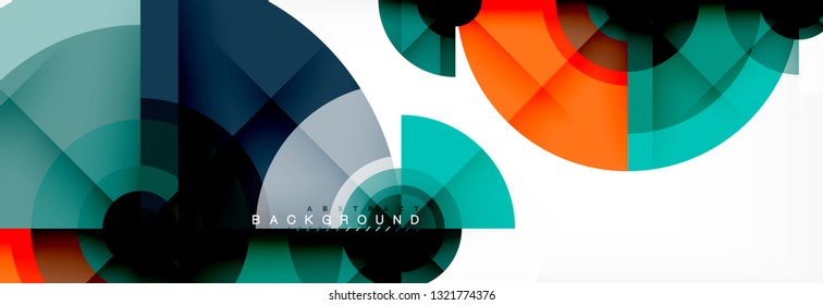 Minimal geometric circles and triangles abstract background, techno modern design, poster template, vector design