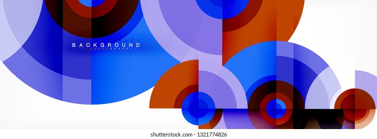Minimal geometric circles and triangles abstract background, techno modern design, poster template, vector design