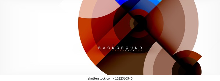 Mínimos círculos geométricos y triángulos de fondo abstracto, diseño tecno moderno, plantilla de afiche, diseño vectorial