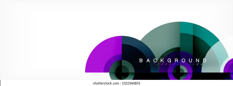 Minimal geometric circles and triangles abstract background, techno modern design, poster template, vector design