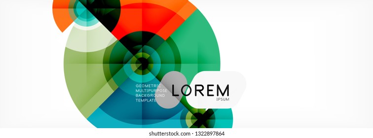 Minimal geometric circles and triangles abstract background, techno modern design, poster template, vector design
