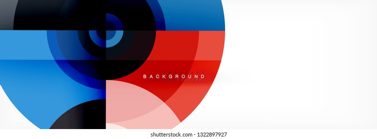 Minimal geometric circles and triangles abstract background, techno modern design, poster template, vector design