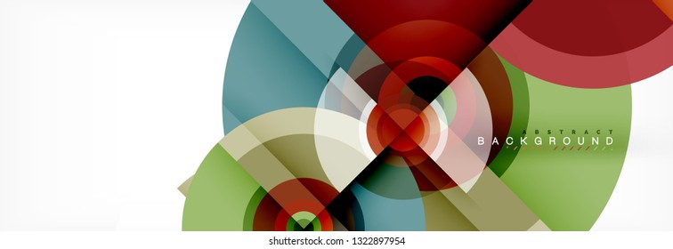 Minimal geometric circles and triangles abstract background, techno modern design, poster template, vector design