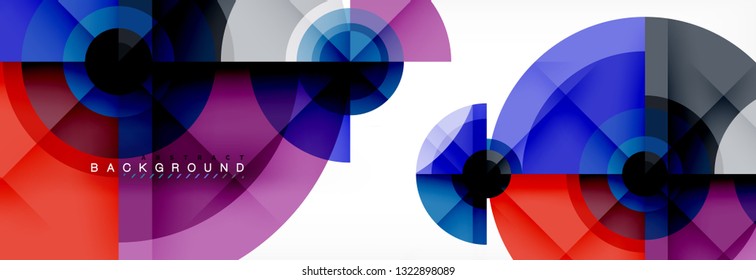 Minimal geometric circles and triangles abstract background, techno modern design, poster template, vector design
