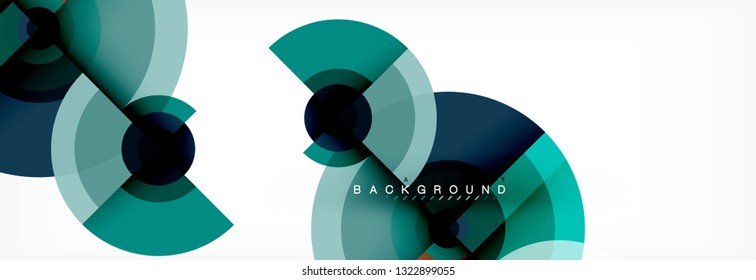 Minimal geometric circles and triangles abstract background, techno modern design, poster template, vector design