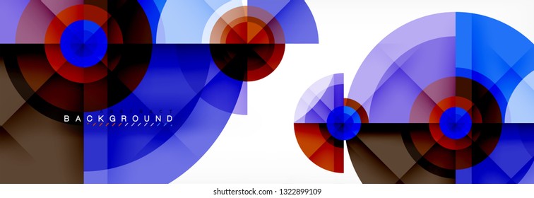 Minimal geometric circles and triangles abstract background, techno modern design, poster template, vector design