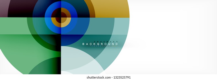 Mínimos círculos geométricos y triángulos de fondo abstracto, diseño tecno moderno, plantilla de afiche, diseño vectorial