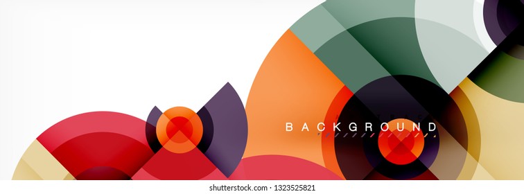 Minimal geometric circles and triangles abstract background, techno modern design, poster template, vector design