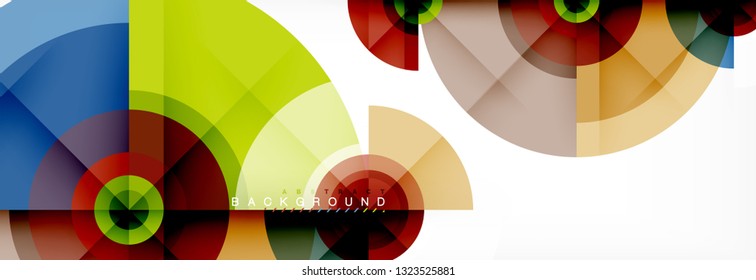 Minimal geometric circles and triangles abstract background, techno modern design, poster template, vector design